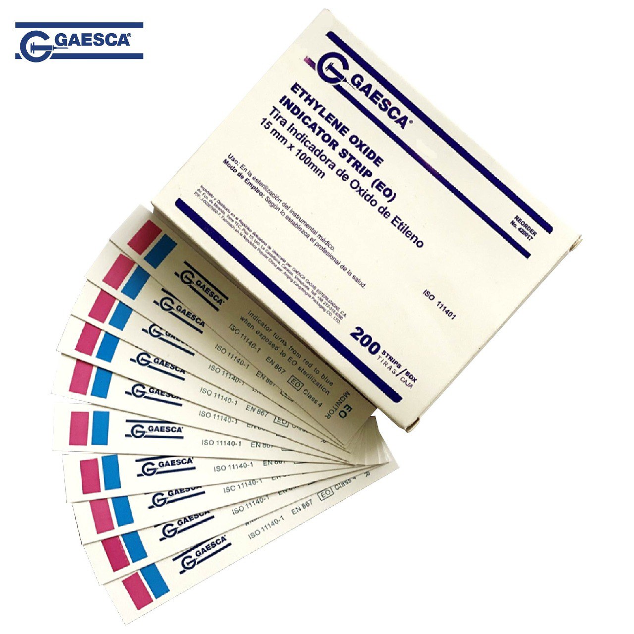 Tira Indicadora de Oxido de Etileno 15 mm x 100 mm
